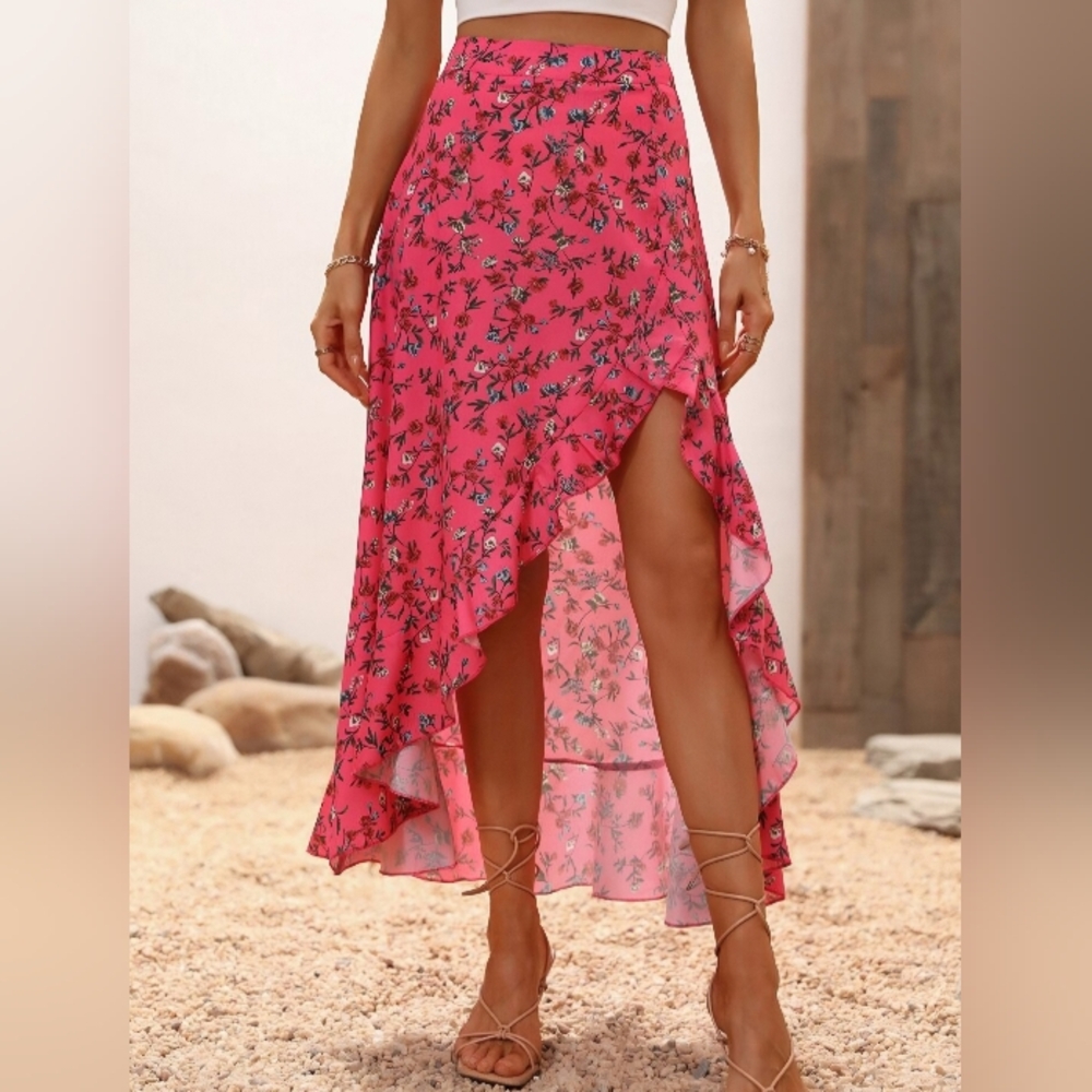 Floral Pink Women's Skirt - Picture 3 of 5